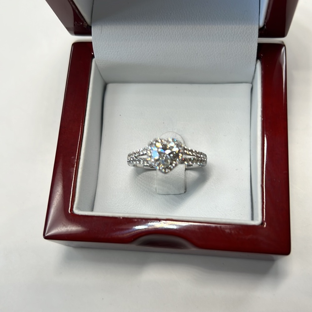 Diamonds Engagement 14K Solid Gold Ring - Picture 3 of 7